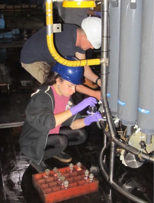 Taking samples from the CTD Taking samples from the CTD